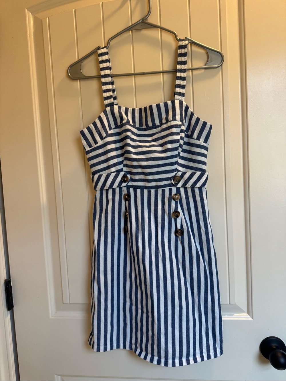 Derek Heart Navy and White Striped Tank Dress